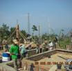 Filling earth and setting iron post in the ground floor